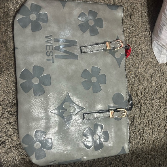 Montana West Gray Floral Tote Bag - Picture 2 of 5